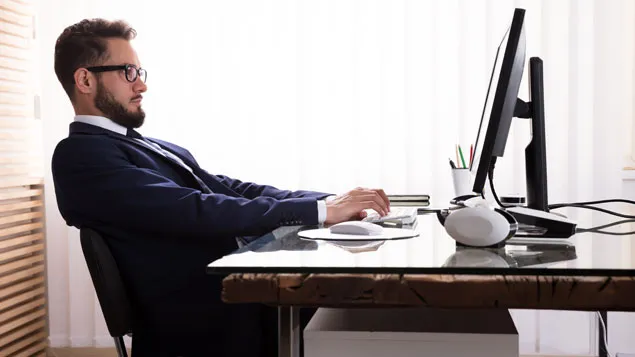 Standing desk transition during work session